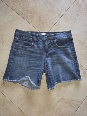 J. Crew Dark Blue Denim Frayed Hem Shorts
